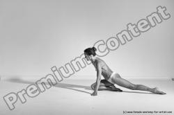 Nude Gymnastic poses Woman White Moving poses Slim long brown Dynamic poses Pinup